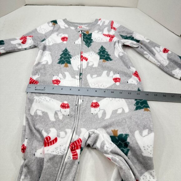 Carter's Child's Sz 4T Footed Christmas Sleeper Gray Polar Bears And Trees NWOT - Picture 11 of 16